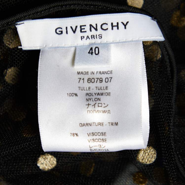 Pre Owned Givenchy Black Polka Dot Tulle Cuff Detail Sheer Blouse M