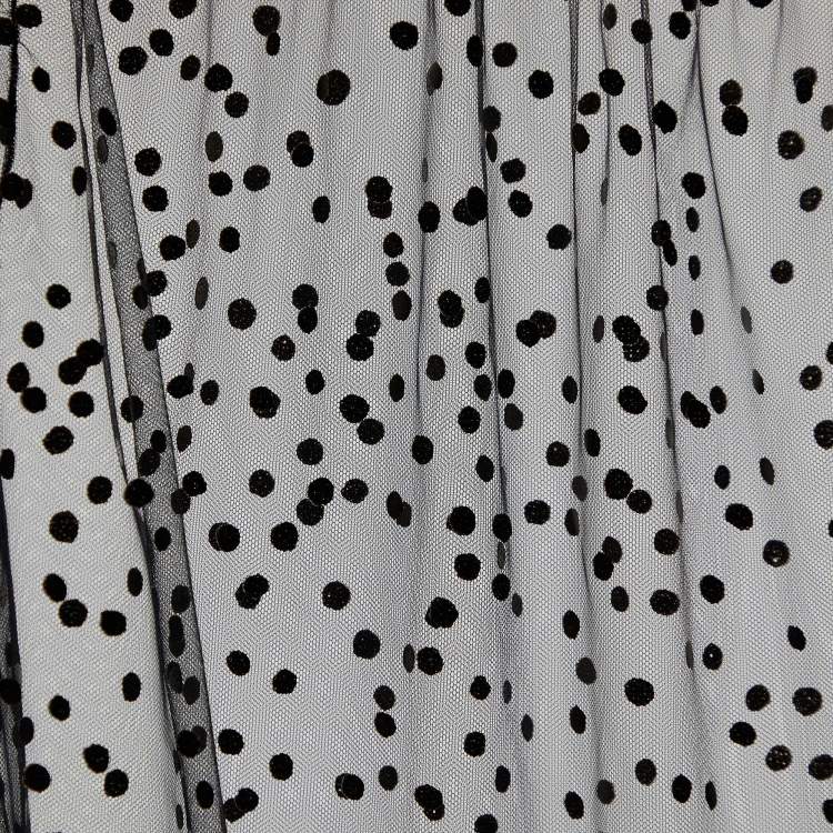 Pre Owned Givenchy Black Polka Dot Tulle Cuff Detail Sheer Blouse M