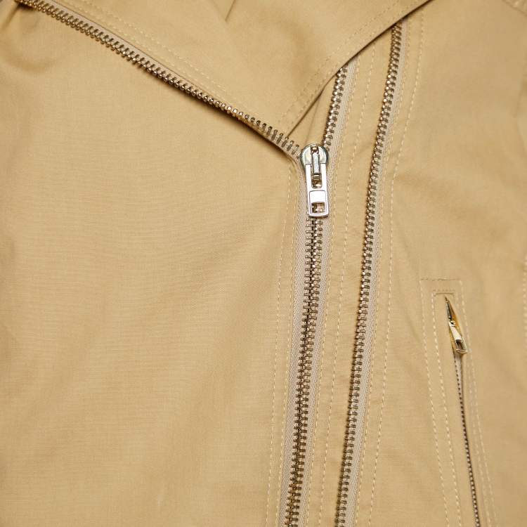 Pre Owned Givenchy Beige Cotton Zip Detail Bike Cape M