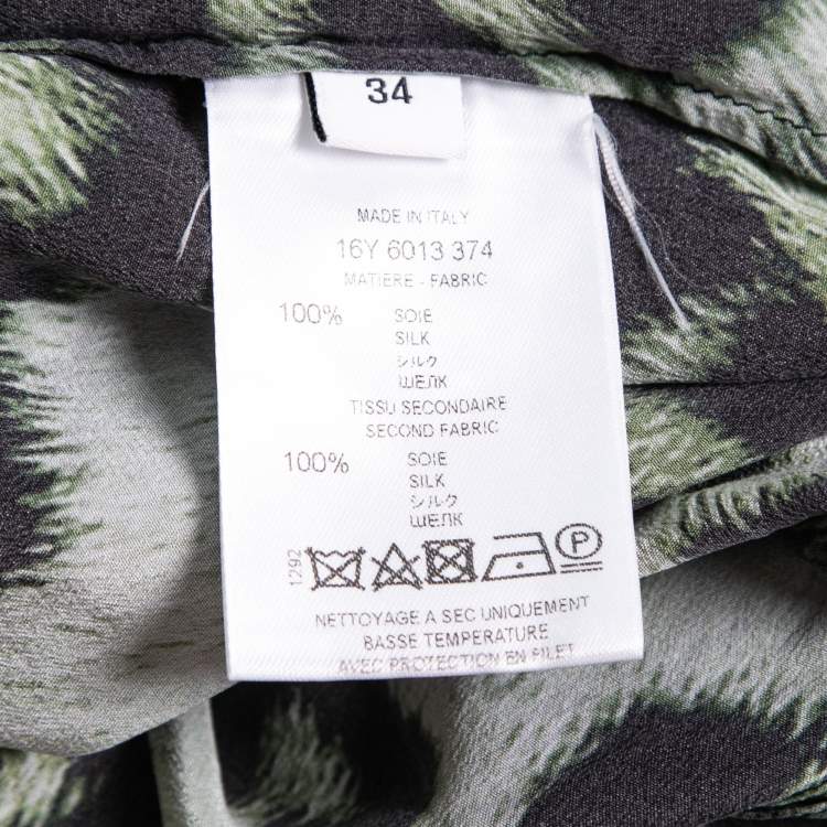 Pre Owned Givenchy Green Jaguar Print Silk Oversized Blouse S 