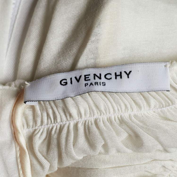 Pre Owned Givenchy White Modal Knit Smock Detail Top S