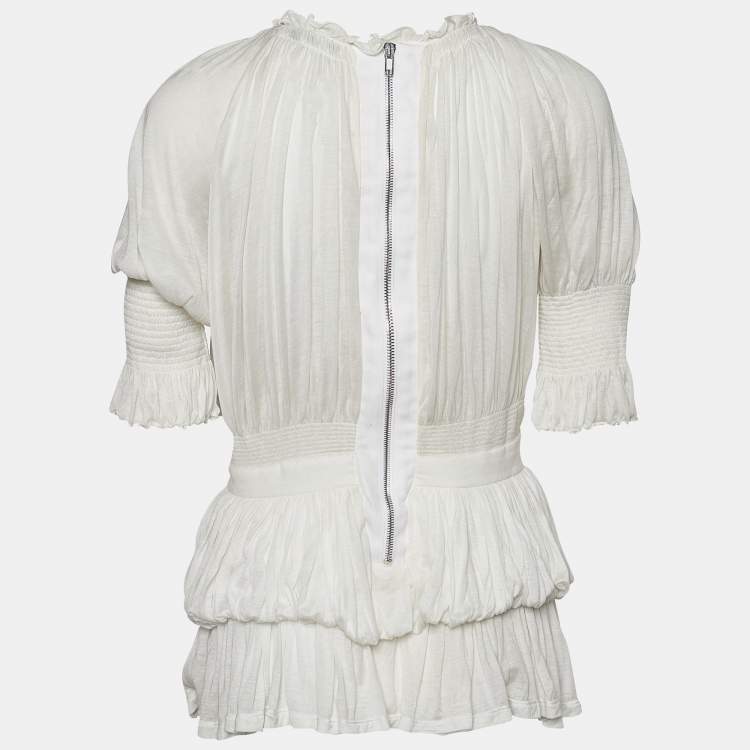 Pre Owned Givenchy White Modal Knit Smock Detail Top S