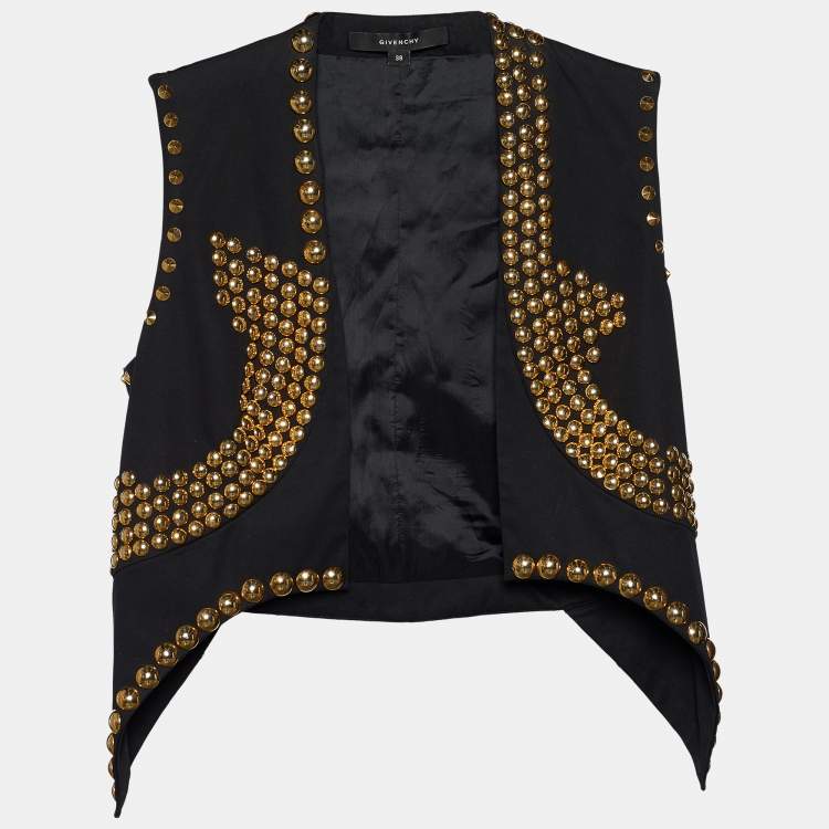 Pre Owned Givenchy Black Cotton Studded Waist Coat M