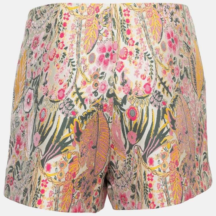 Pre Owned Givenchy Multicolor Floral Jacquard Button-Embellished Shorts M