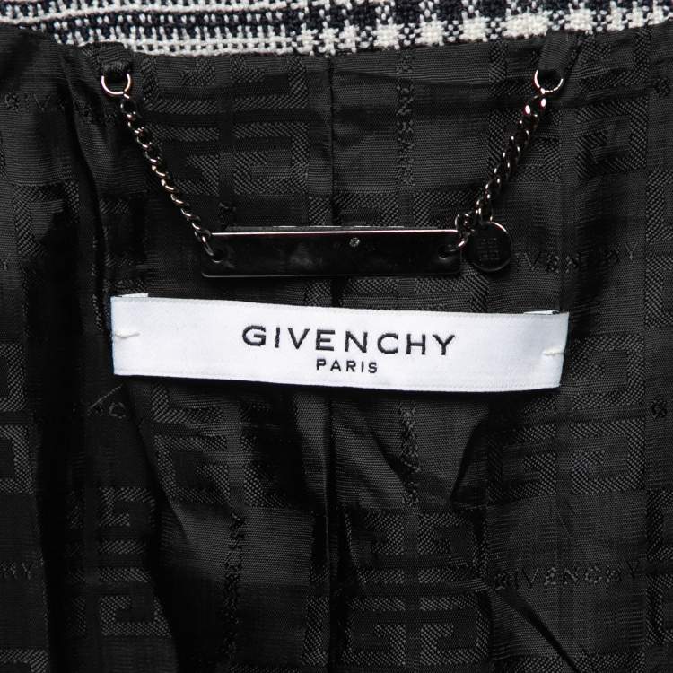 Pre Owned Givenchy Black Plaid Patterned Wool Belted Coat M  