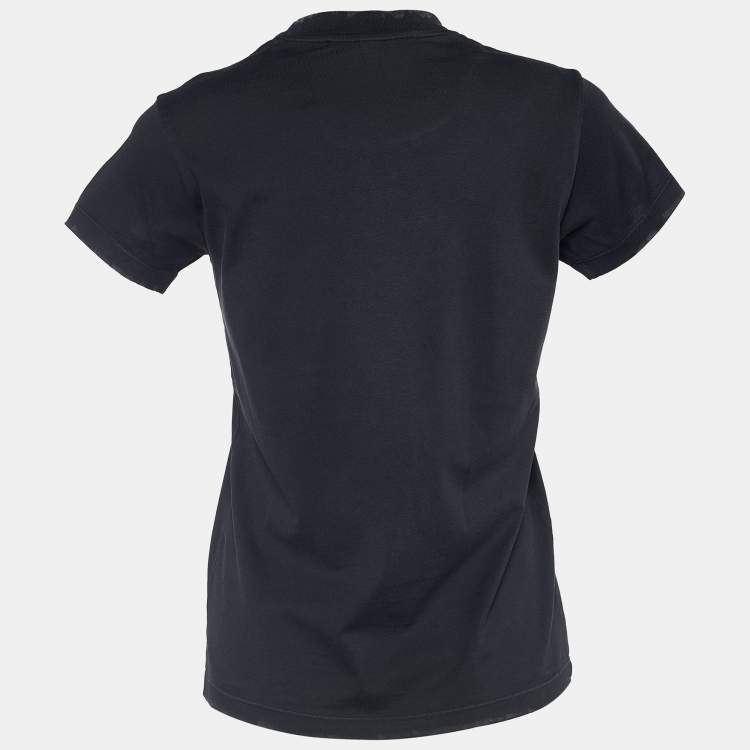 Pre Owned Givenchy Anthracite Grey Jersey Logo Print Distressed T-Shirt XS