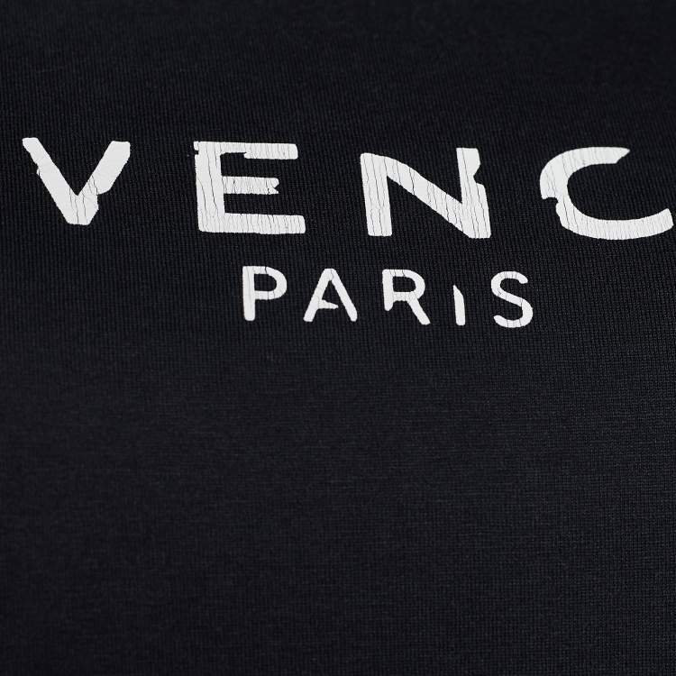 Pre Owned Givenchy Anthracite Grey Jersey Logo Print Distressed T-Shirt XS