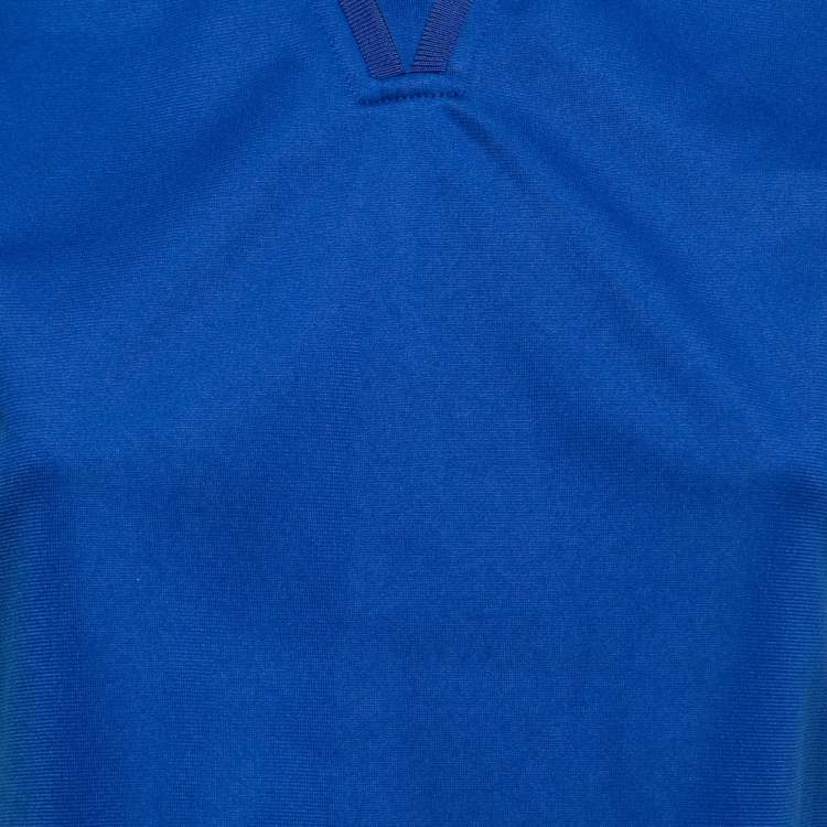 Pre Owned Givenchy Blue Cotton Knit Logo Tape Trimmed Sleeveless Top M