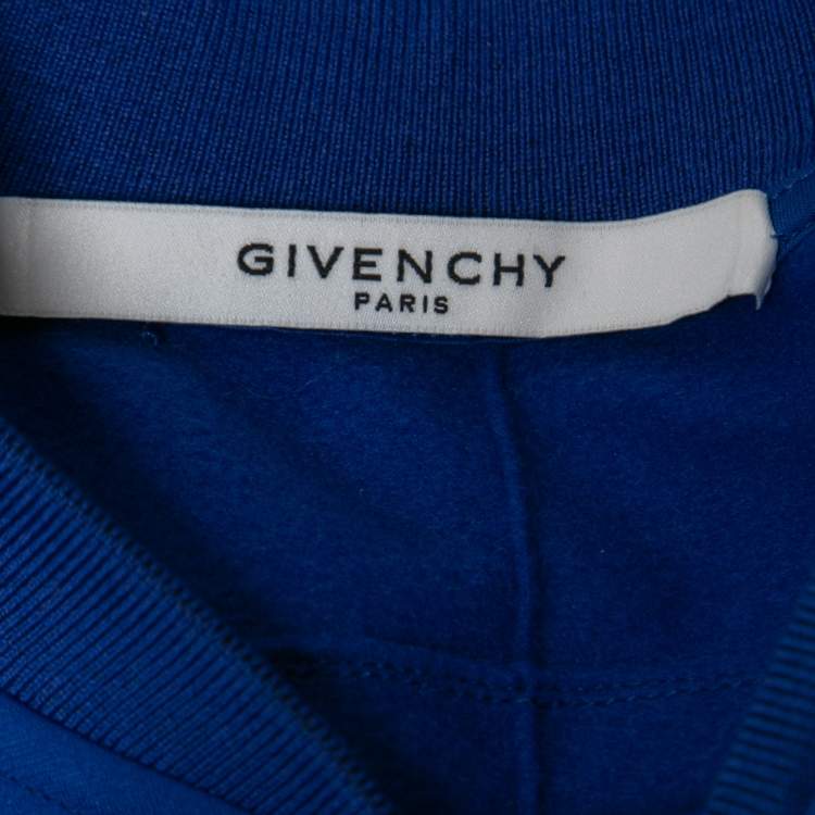 Pre Owned Givenchy Blue Cotton Knit Logo Tape Trimmed Sleeveless Top M