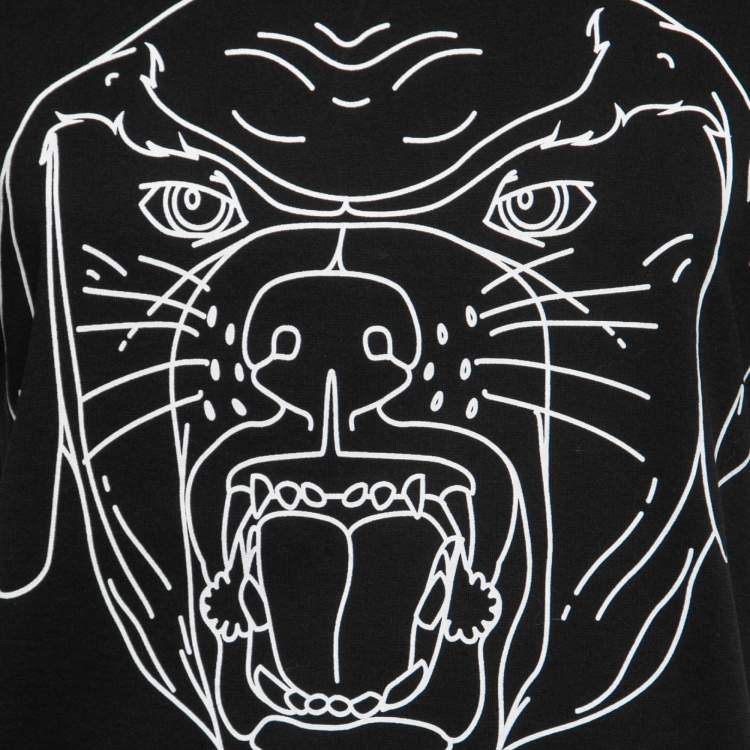 مملوكة مسبقًا Givenchy Black Dog Printed Cotton Short Sleeve T-Shirt S