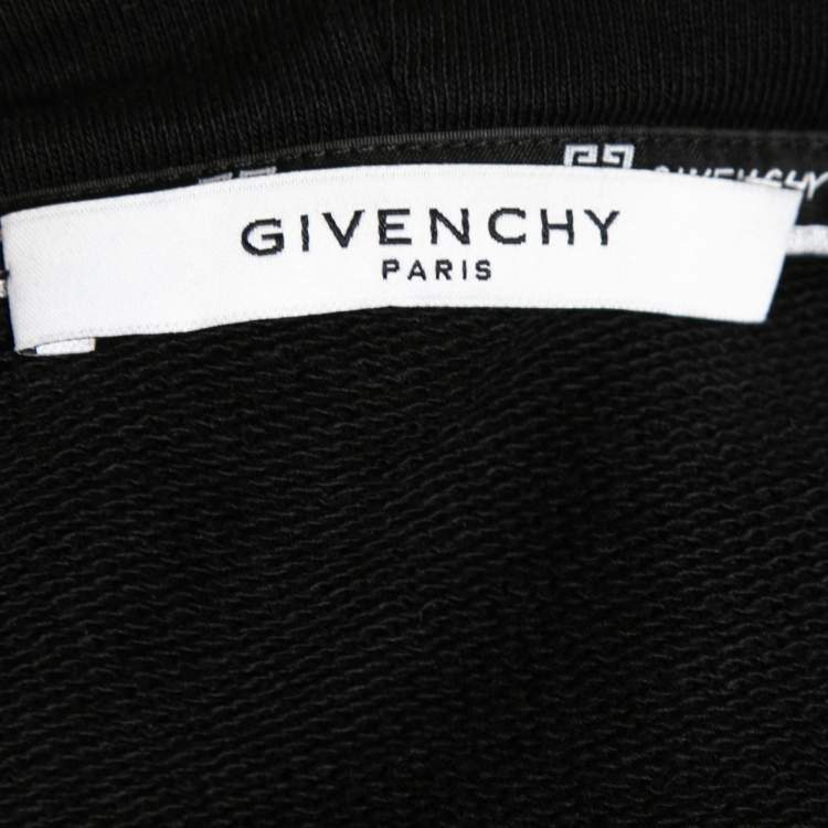 Pre Owned Givenchy Black Cotton Faded Logo Print Hooded Sweatshirt M