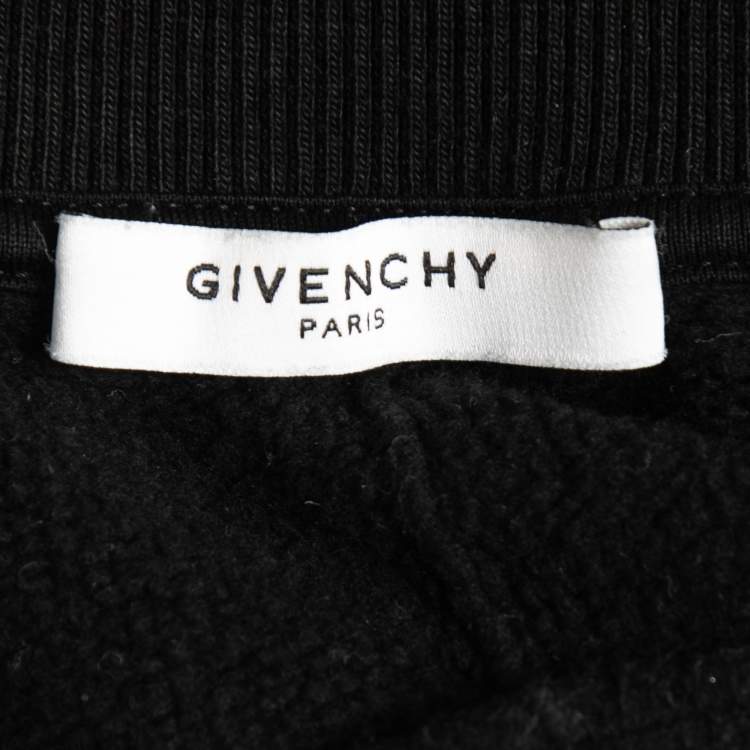 Pre Owned Givenchy Black Cotton Rottweiler Rhinestone Short-Sleeve Sweatshirt M