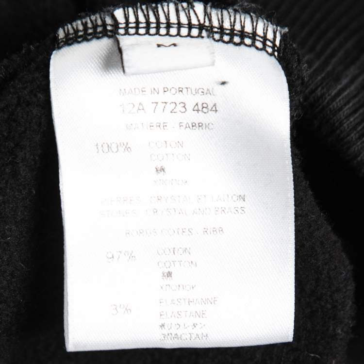 Pre Owned Givenchy Black Cotton Rottweiler Rhinestone Short-Sleeve Sweatshirt M