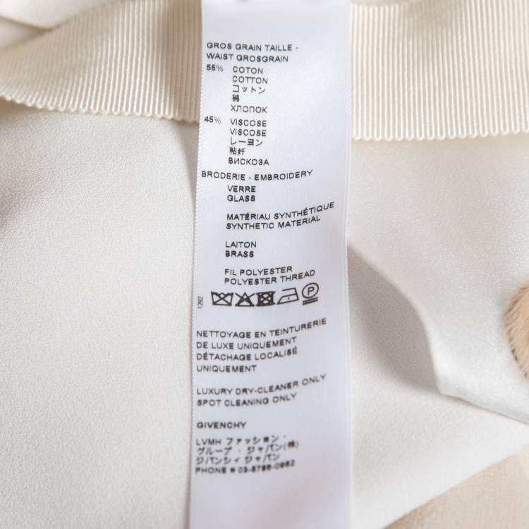 Pre Owned Givenchy Cream Crepe & Silk Chain Fringe Asymmetrical Skirt S