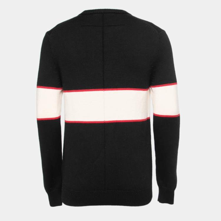 Pre Owned Givenchy Black Wool Logo Crewneck Pullover M