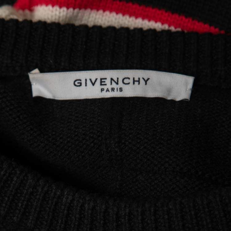 Pre Owned Givenchy Black Wool Logo Crewneck Pullover M