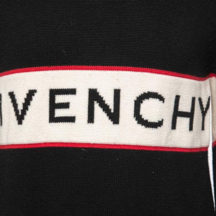 Pre Owned Givenchy Black Wool Logo Crewneck Pullover M