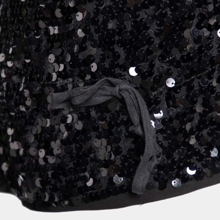 Pre Owned Givenchy Black Sequin Embellished Chiffon Top S