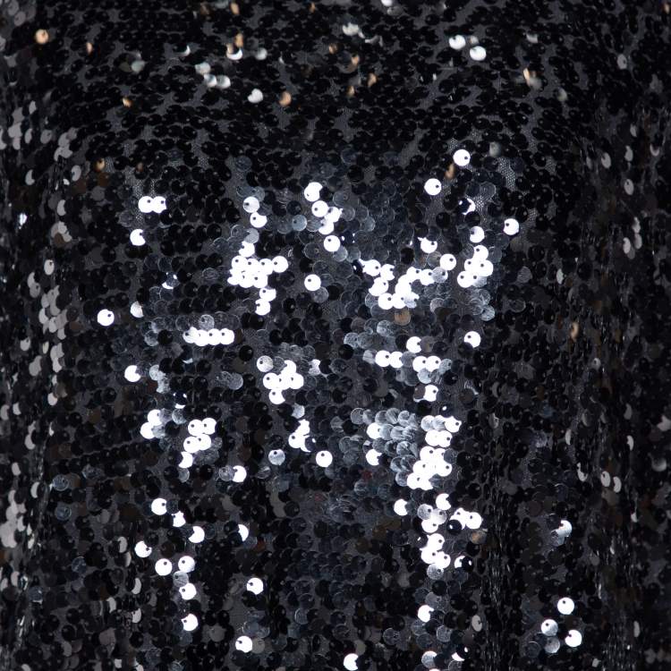 Pre Owned Givenchy Black Sequin Embellished Chiffon Top S