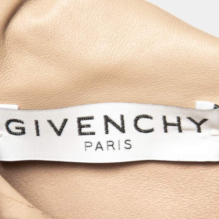 Pre Owned Givenchy Beige Lambskin Sleeveless Tie Neck Top M