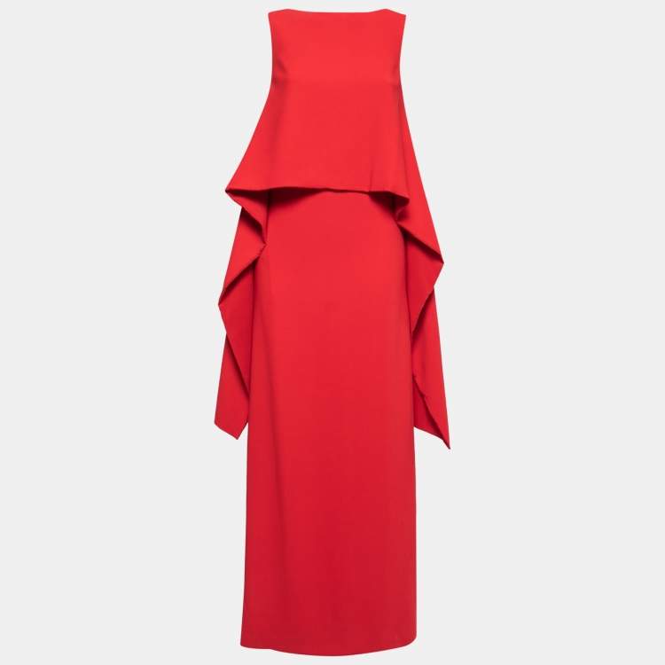 Pre Owned Givenchy Red Crepe Sleeveless Long Dress M