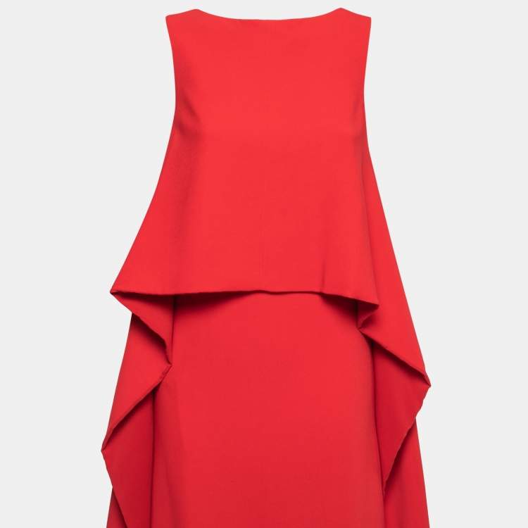 Pre Owned Givenchy Red Crepe Sleeveless Long Dress M