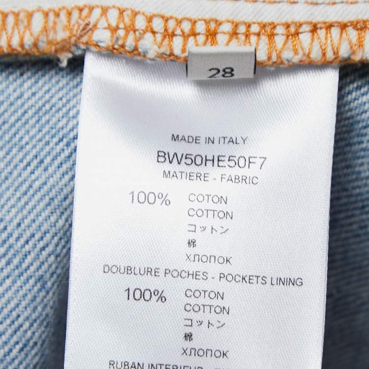 Pre Owned Givenchy Blue Ripped Denim Straight Leg Jeans M Waist 28"