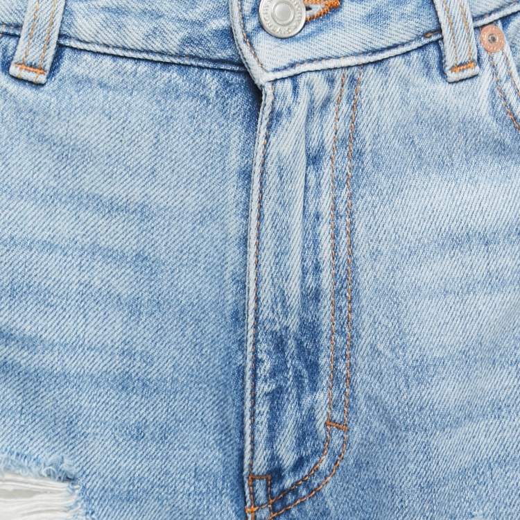 Pre Owned Givenchy Blue Ripped Denim Straight Leg Jeans M Waist 28"