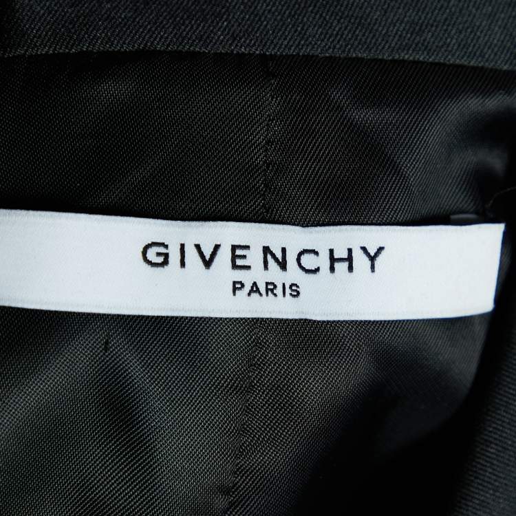 Pre Owned Givenchy Black Printed Silk Satin Oversized Mid Length Coat M