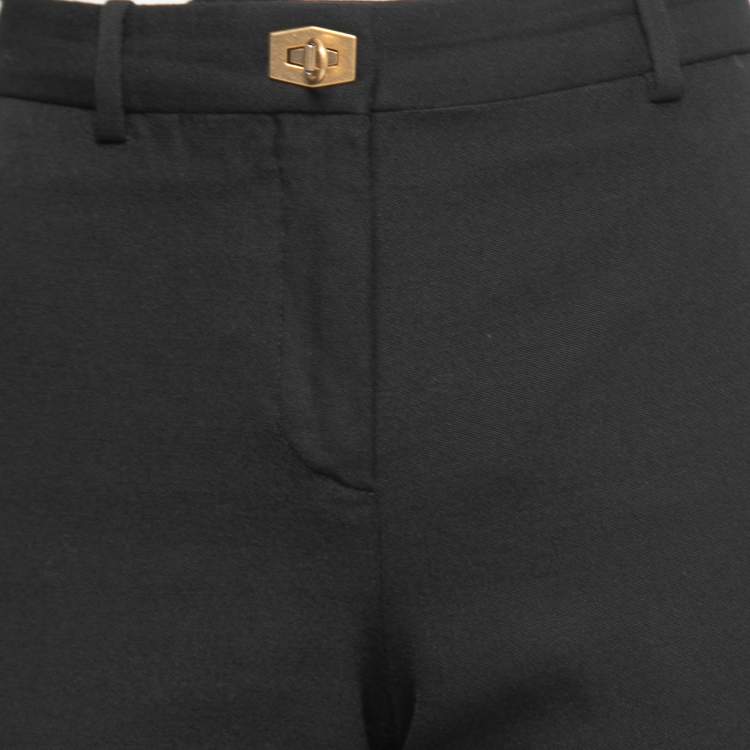 Pre Owned Givenchy Black Wool Lock Cropped Trousers S