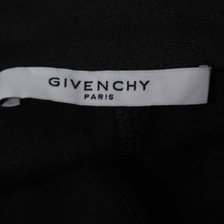 Pre Owned Givenchy Black Synthetic Logo Printed Collar Zip Front Jacket M