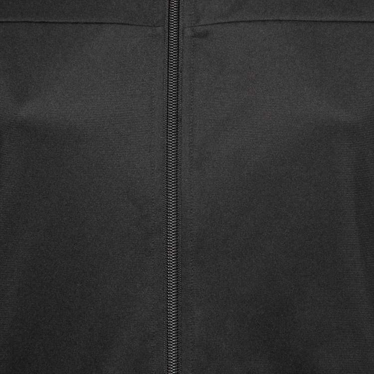 Pre Owned Givenchy Black Synthetic Logo Printed Collar Zip Front Jacket M