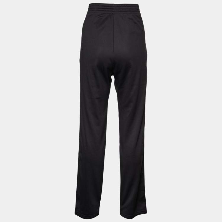 Pre Owned Givenchy Black Synthetic Logo Side Stripe Detail Track Pants M