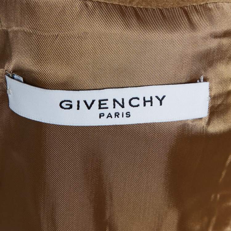 Pre Owned Givenchy Light Brown Wool & Cashmere Printed Detail Mid Length Coat XL