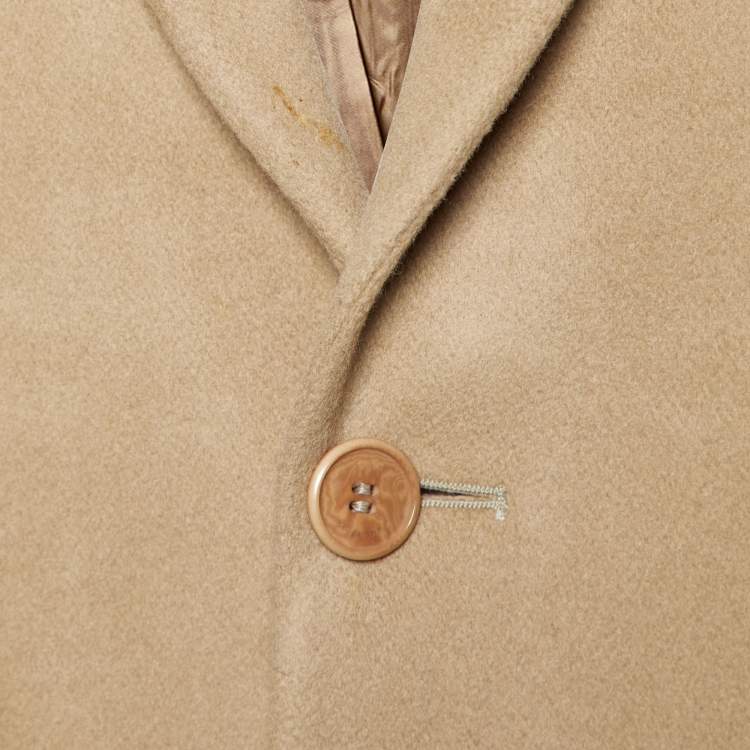 Pre Owned Givenchy Light Brown Wool & Cashmere Printed Detail Mid Length Coat XL