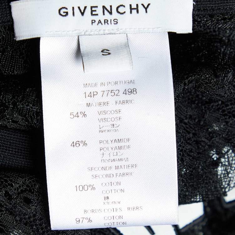 Pre Owned Givenchy Black Lace Favelas Applique Sheer Top S