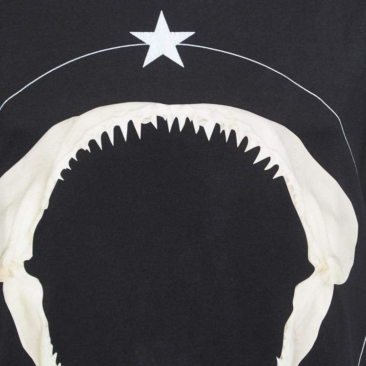 Pre Owned Givenchy Black Shark Jaw Print Cotton Crew Neck Half Sleeve T-shirt XXL