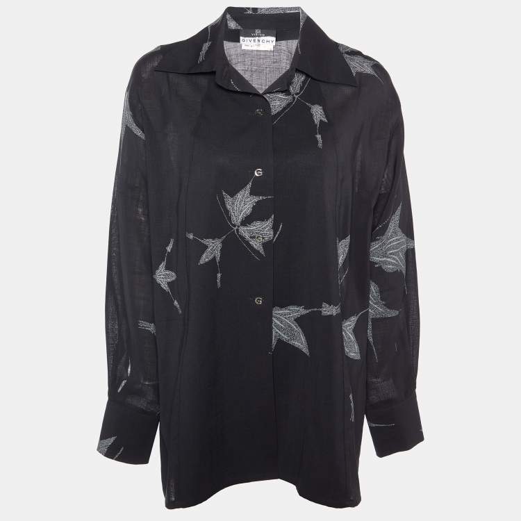 Pre Owned Givenchy Vision Black Printed Wool Button Front Shirt XL