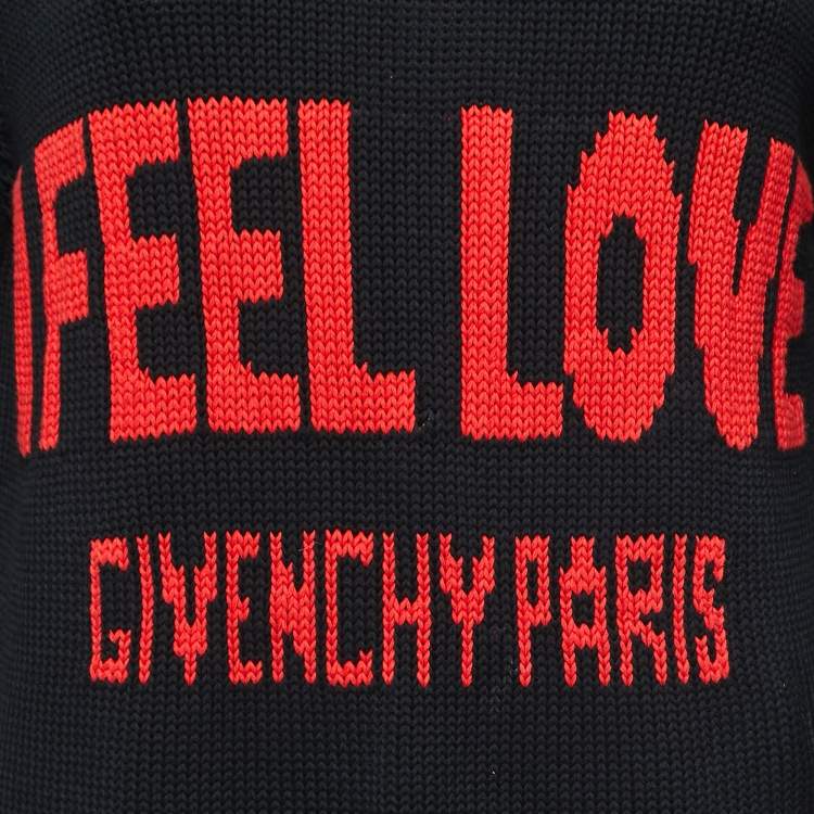Pre Owned Givenchy Black I Feel Love Cotton Knit Crew Neck Jumper S