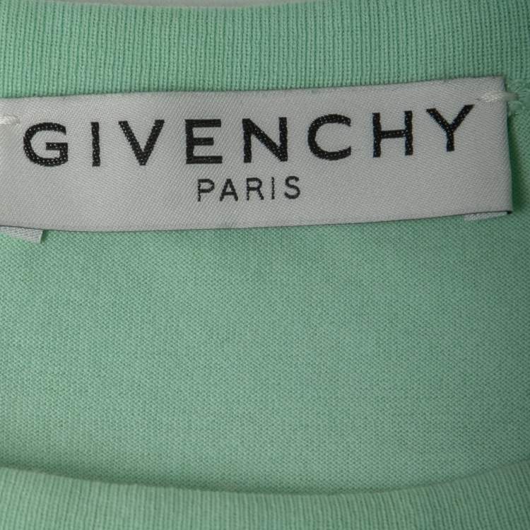 Pre Owned Givenchy Green/Blue Tye Dye Cotton Logo T-Shirt XS