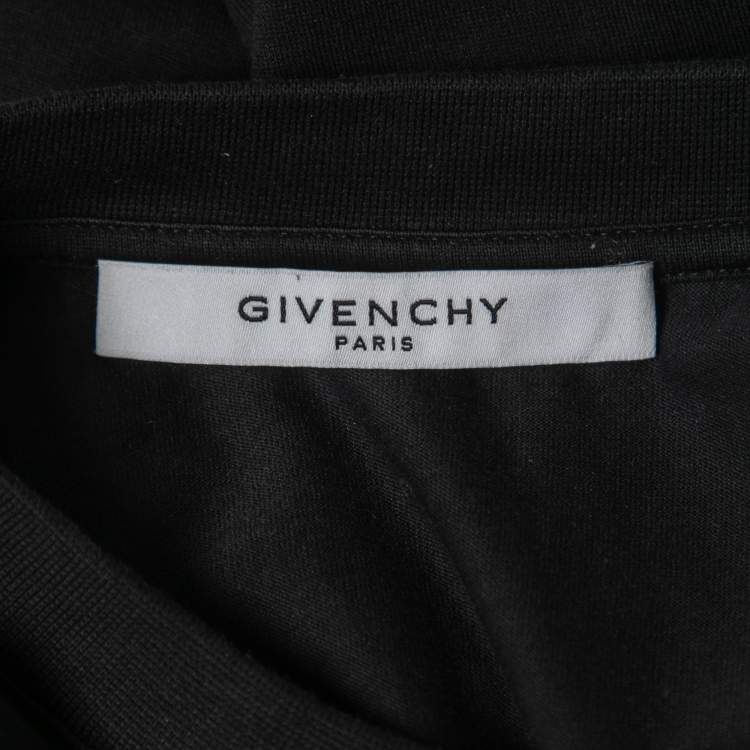 Pre Owned Givenchy Black Cotton Logo Patch Crew Neck Short Sleeve T-Shirt S