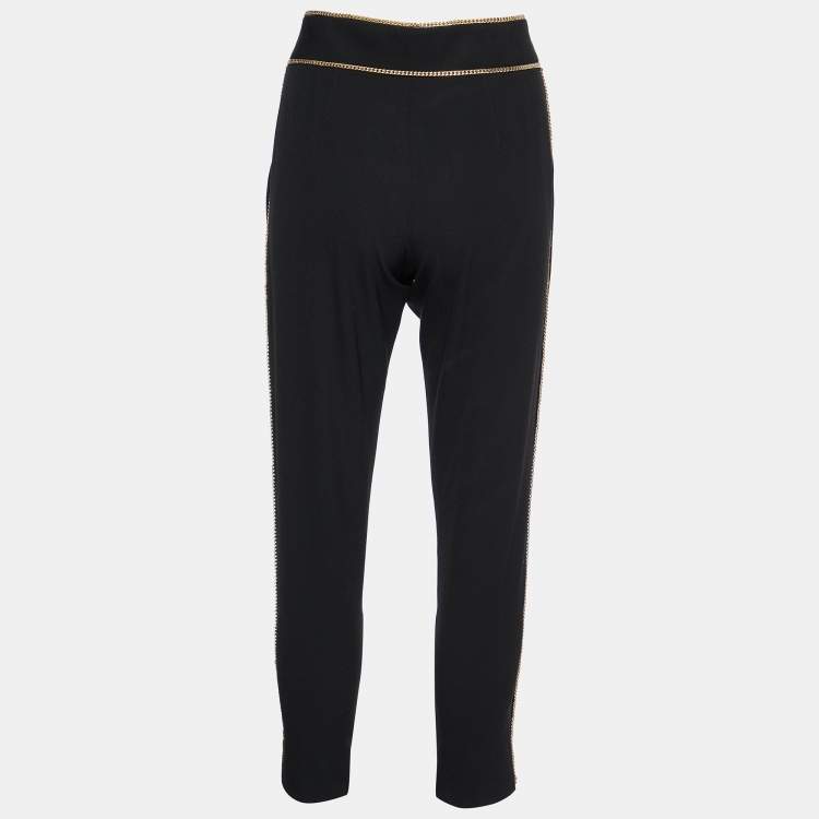 Pre Owned Givenchy Black Wool Chain Detail Pants L