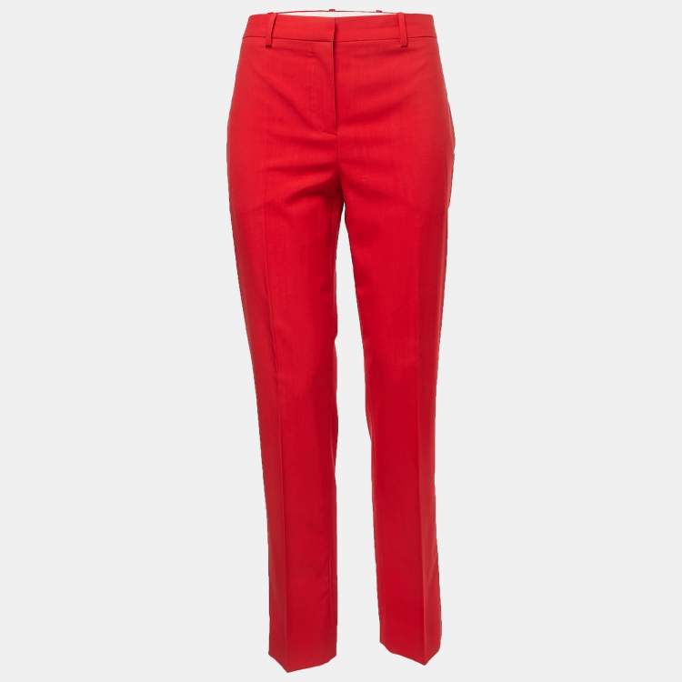 Pre Owned Givenchy Red Wool Tailored Trousers S