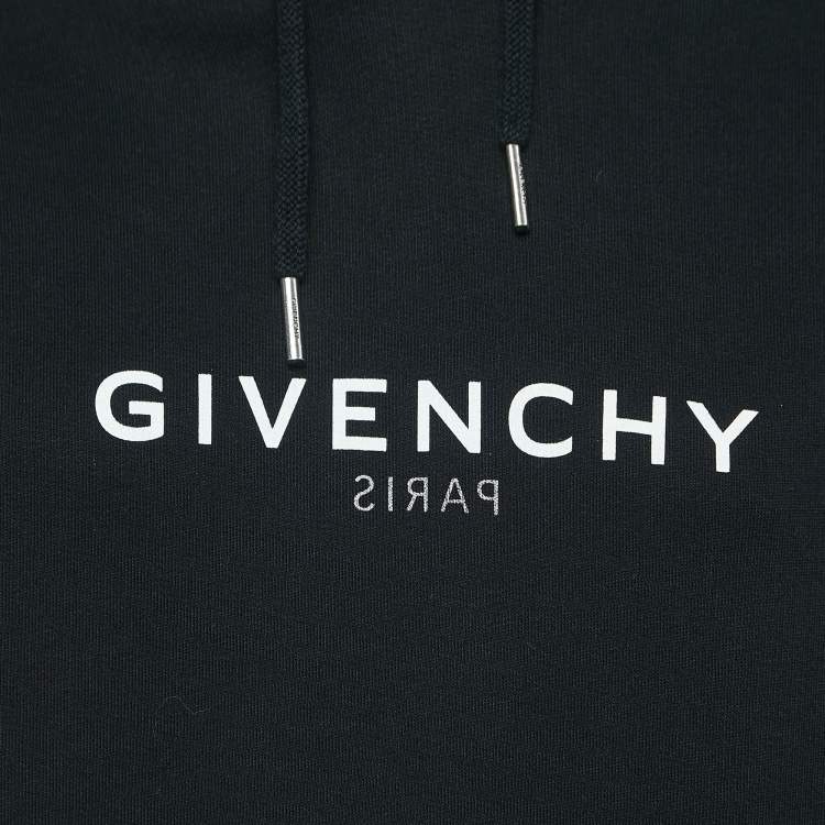 Pre Owned Givenchy Black Reverse Logo Print Cotton Oversized Hoodie XS