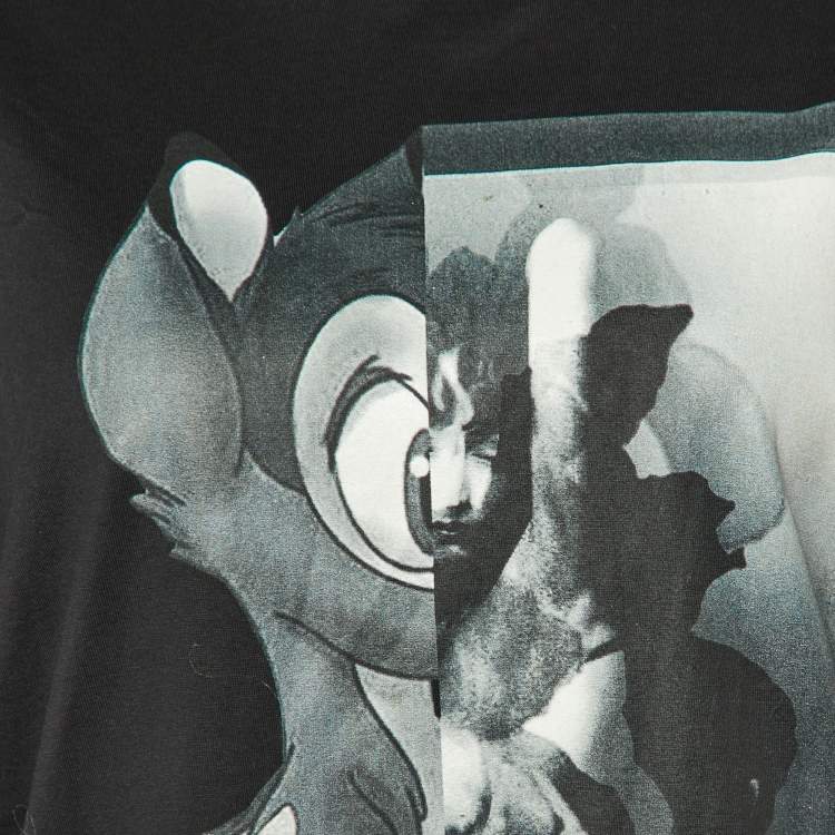 Pre Owned Givenchy Black Bambi Printed Cotton Knit Oversized T-Shirt M
