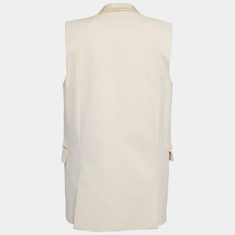 Pre Owned Givenchy Light Pink Cotton Blend Satin Trim Sleeveless Long Blazer M