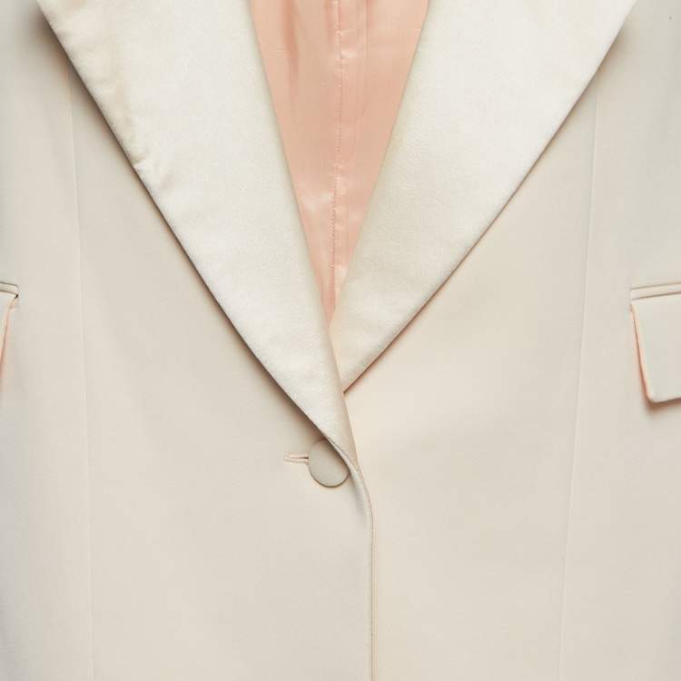 Pre Owned Givenchy Light Pink Cotton Blend Satin Trim Sleeveless Long Blazer M