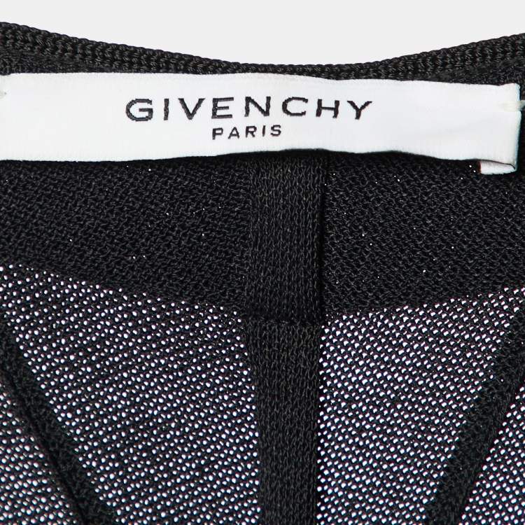 Pre Owned Givenchy Black Patterned Knit Ruffled Mini Dress L