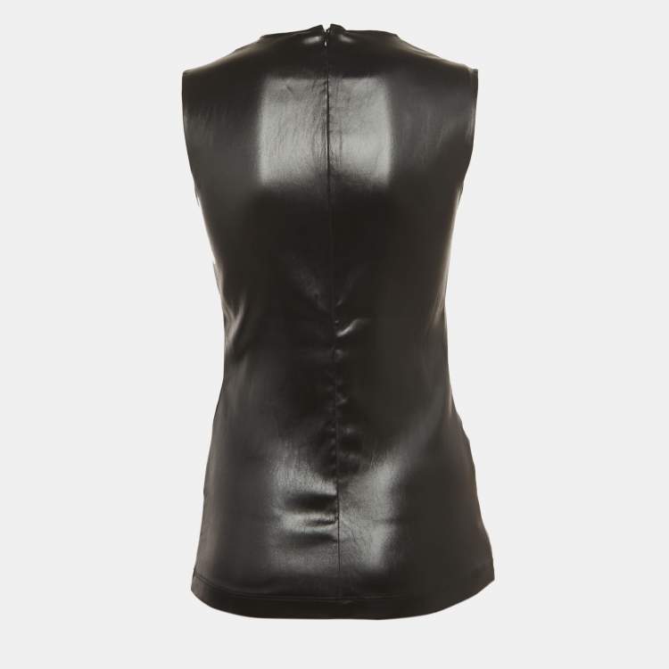 Pre Owned Givenchy Black Faux Leather Sleeveless Top S
