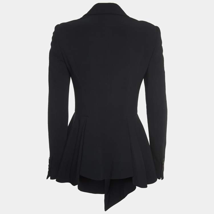 Givenchy Black Crepe Double Breasted Peplum Blazer M